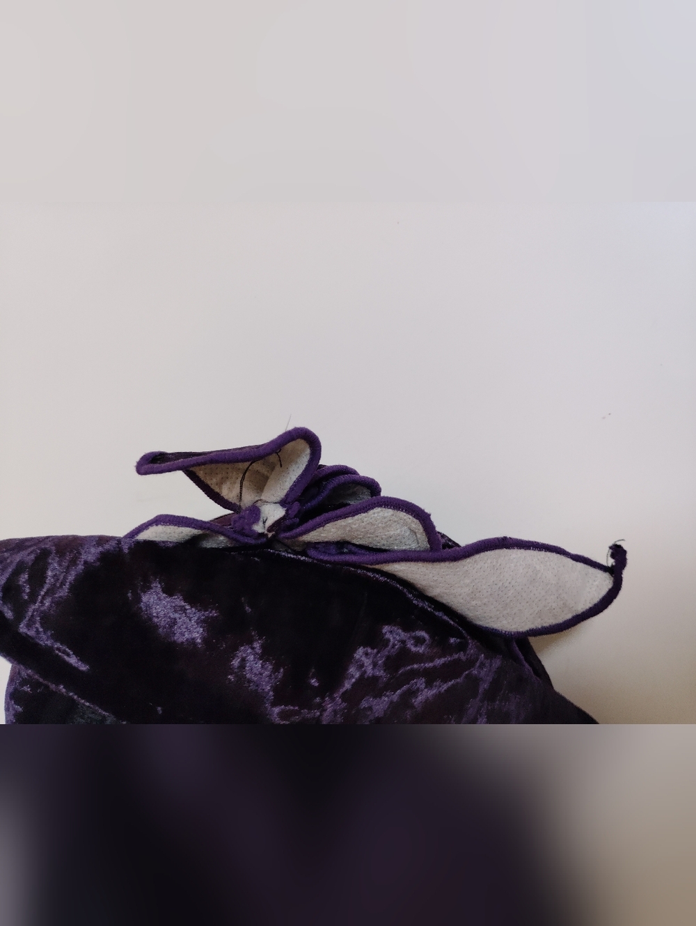 Velvet Floral Accent Cloche Hat in Deep Purple - Picture 6 of 10
